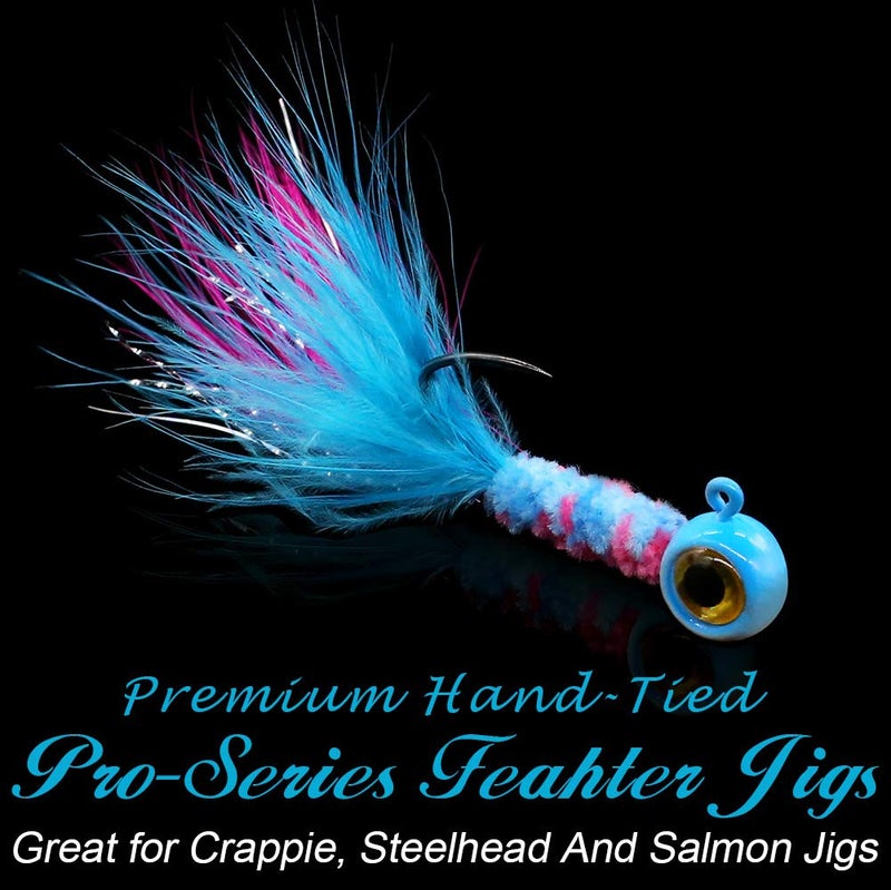 XFISHMAN-Crappie-Jigs-Marabou-Feather-Hair-Jigs-for-Crappie-Fishing-baits-and-Lures kit Panfish Trout 1/8 1/16 1/32 oz - Image 4